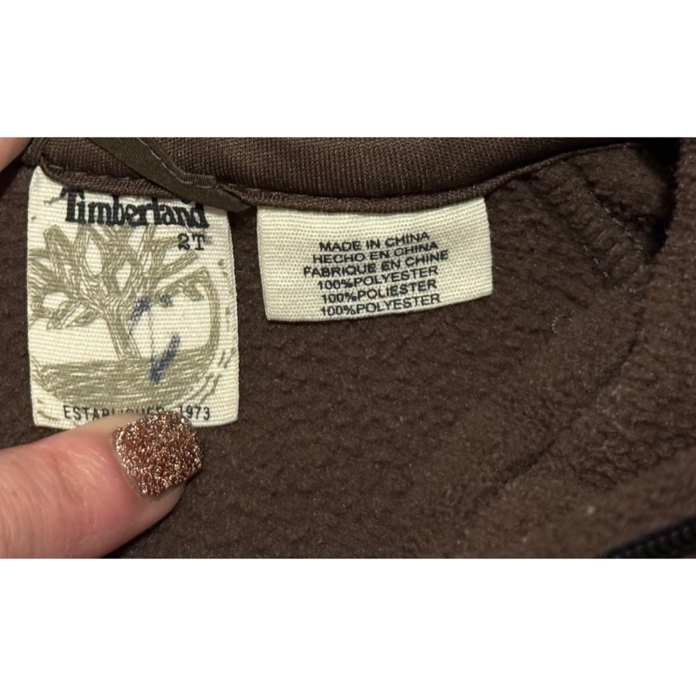 Timberland Toddler Boys Brown Fleece Zip Up Jacket W/ Pockets Size 2T​​​​ - Picture 9 of 11